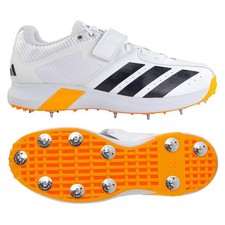 2026 adidas Unisex Adipower Incurza Spike Cricket Shoes White/Orange - Free P&P