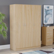 SALE 3 Door Wardrobe MDF Bedroom Clothes Storage Pine