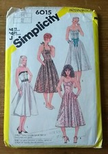 Vintage Retro 80s Simplicity 6015 Sewing Pattern Fitted Sundress 14 36" 92cm