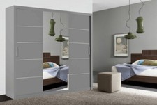 Oslo Modern Mirror Sliding door Wardrobe with LED Wardrobes for Bedroom