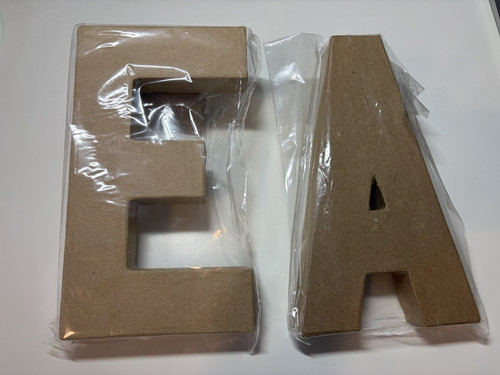 Paper mache letters and e - and,