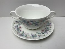 Wedgwood Angela Swirl Twin Handled Soup Coupe & Saucer Superb Condition