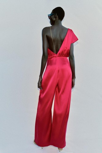 Zara red satin asymmetric - zara,
