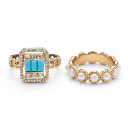 Gold tone turquoise - tone, crystal