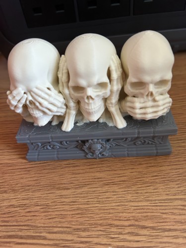 Printed three wise skulls - three,