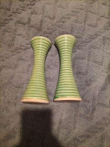Pair green crackle - crackle, glazed