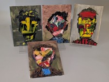 Set Of 4 Small (7x5") Original Acrylic On Canvas  Abstract Paintings - One Offs 