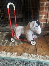 Merrythought Vintage Black/Grey Push Along On Wheels Donkey