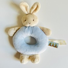 Bunnies By The Bay Blue Bunny Rabbit Ring Rattle Plush Sensory Baby Toy Plush ?