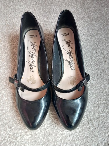Ladies black patent low - m&s,