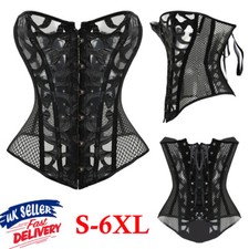 Steel Boned Lace Up Overbust Corset Top Bustier Waist Cinchers Training Shaper