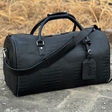 Leather Holdall Luggage Weekend Duffle Cabin Travel Case Shoulder Bag Gym UK