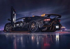 Dark Lamborghini Aventador v12 Poster Print Car Picture Super Lambo A1 A2 A3 Art