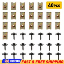 40X Metal Car Screw Body Fender Bumper Retainer U Nut Clips Gasket Fastener Kit