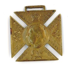 Queen Victoria Golden Jubilee medal medallion cross & portrait antique 1887 #51