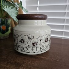 VINTAGE 1970'S HORNSEA CORNROSE COFFEE STORAGE JAR CONTAINER & LID 
