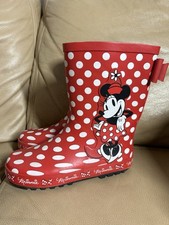 Disney Red Disney Minnie Mouse Polka Dot Girls Wellies size 1