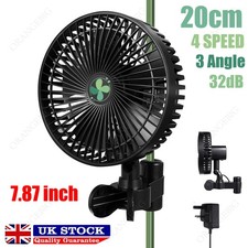 Grow Tent Clip Fan 8”EC Motor Smart Control Oscillating Fan 2200rpm 4 Speed 32dB