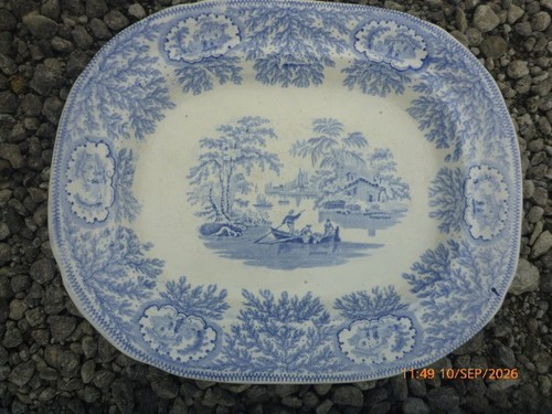 Antique c1860 blue white - c1860, blue/