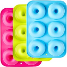 Silicone Donut Moulds,3 Pack Silicon Doughnut Mould,Large Non-Stick 6 Cavity... 