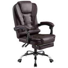 Executive Office Chair PU Leather Seat Padded Armrest Recline Swivel Home Chair
