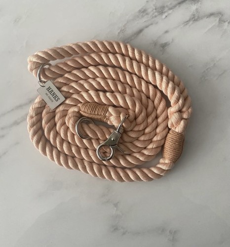 Pastel pink rope dog - pink, leash