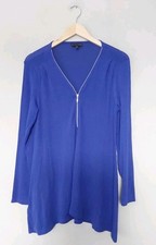  QVC  Phase Eight  Placket Tunic Top Colbalt Blue Size 12  Zipped Front Detail. 