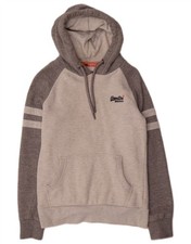 SUPERDRY Mens Hoodie Jumper XS Grey Colourblock Cotton DG10
