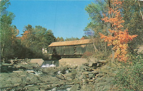 Postcard covered bridge at - vt:,