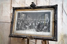Antique Large Engraving; Meeting of the Council of Anti-Corn Law League c.1847