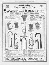 SWAINE & ADENEY Whip, Stick & Umbrella Specialists - Vintage Advertisement 1926