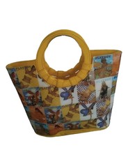 Vintage Playboy bag/purse/. PVC yellow/multi bunny collage, 60s inspired, RARE!