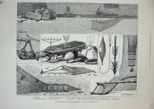 Old antique print fisheries - old,