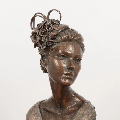 Solid bronze female bust - solid,