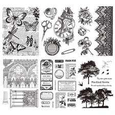 Retro Clear Stamps Rubber Stamp Junk Journal Planner Scrapbooking Paper Crafts