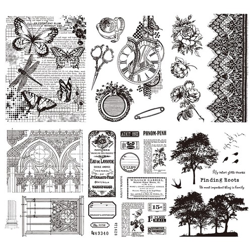 Retro clear stamps rubber - retro,