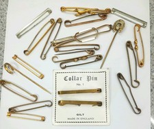 Joblot Vintage Antique Collar Pins Tie Clips Brass All Sorts Imitation Brand Etc