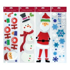 Single Christmas Long Window Gel Decorations Stickers
