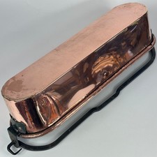 VINTAGE FRENCH KITCHEN LARGE RUSTIC HAND CRAFTED COPPER FISH KETTLE PLANTER