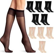 UK 3 6 9 12 PAIR MULTI PACKS LADIES WOMENS POP SOCKS KNEE HIGH SOFT 15D TOP SIZE