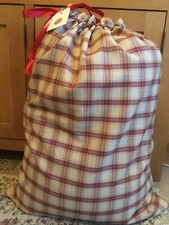 Extra Large Handmade Christmas Tartan Fabric Lined Santa Sack, Slight Second