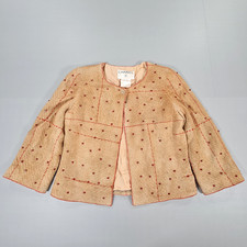 Chanel Womens Jacket Brown 36 Tweed Blazer Cotton Linen Y2K 2000