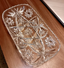 Vintage Anchor Hocking Prescut Clear Divided Glass Relish Dish Tray