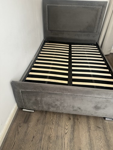 Grey upholstered double - upholstered,