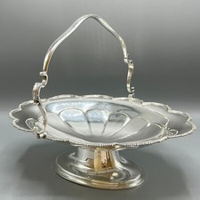 Antique Silver Plate Fruit Cake Basket Stand Swing Handle c1900 Martin Hall & Co