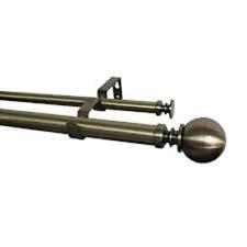 GoodHome Antiki Gold Antique brass effect Extendable Ball Curtain pole Set,