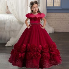 Girls Flower Dress Pageant Elegant Gown Bridesmaids Kid Wedding Princess Dresses