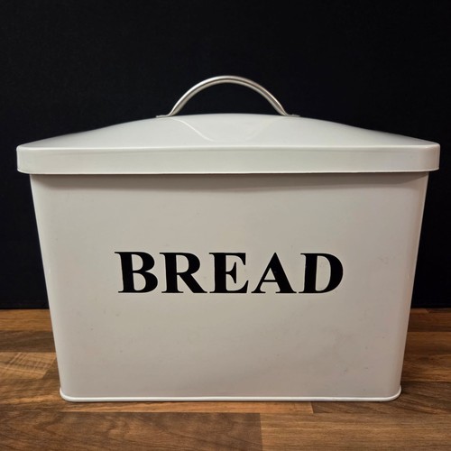 Cream metal bread bin - bin, kitchen