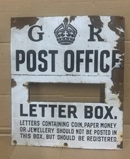 Royal Mail GR Postbox Letter box Enamel Sign Original King George
