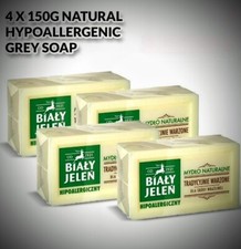 4 X 150g NATURAL HYPOALLERGENIC GREY SOAP - SZARE MYDLO - BIALY JELEN - £6.99